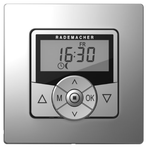 Rademacher Troll Standard Zeitschaltuhr, Rohrmotor- & Rollladensteuerung mit Memory-Funktion, Tages- & Wochenprogramm, für Rollladen, Aluminium/Grau von Rademacher