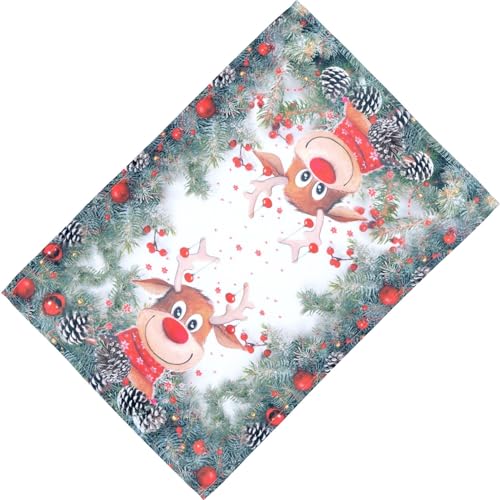 Raebel Tischläufer Weihnachten Läufer Decke Elch rote Nase Tischdecke Pflegeleicht 100% Polyester (35 x 50 cm) von Raebel OHG