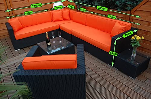 Ragnarök-Möbeldesign PolyRattan Lounge DEUTSCHE Marke - EIGNENE Produktion - 8 Jahre GARANTIE auf UV-Beständigkeit - Garten Möbel Glas Polster schwarz Gartenmöbel Aluminium Sessel Sofa Rostfrei von Ragnarök-Möbeldesign