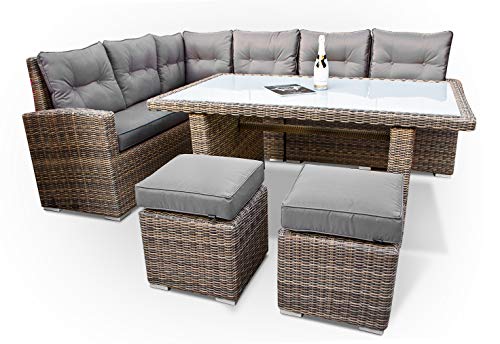 Premium PolyRattan Dining lounge - Deutscher Hersteller - 8 Jahre GARANTIE - Aluminium Gartenmöbel Essgruppe Polster Sitzkissen Grau Natur Rostfrei Esstisch Rattan Garten Sitzgruppe Tisch Premium PolyRattan Dining lounge - Deutscher Hersteller - 8 Jahre GARANTIE - Aluminium Gartenmöbel Essgruppe Polster Sitzkissen Grau Natur Rostfrei Esstisch Rattan Garten Sitzgruppe Tisch von Ragnarök-Möbeldesign