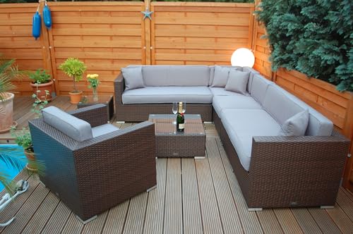 Ragnarök-Möbeldesign PolyRattan Lounge DEUTSCHE Marke - EIGNENE Produktion - 8 Jahre GARANTIE auf UV-Beständigkeit - Garten Möbel Glas Polster braun Gartenmöbel Aluminium Sofa Sessel grau Ragnarök-Möbeldesign PolyRattan Lounge DEUTSCHE Marke - EIGNENE Produktion - 8 Jahre GARANTIE auf UV-Beständigkeit - Garten Möbel Glas Polster braun Gartenmöbel Aluminium Sofa Sessel grau von Ragnarök-Möbeldesign