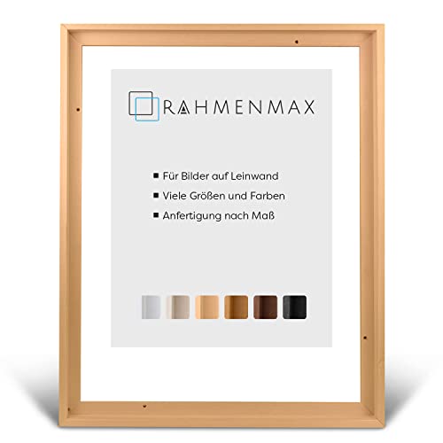 RahmenMax® Luzern Schattenfugenrahmen 60x90 cm aus lackiertem Massiv Holz/Rahmen für Leinwand/Bilderrahmen für Keilrahmen/Leinwandrahmen in Natur - Maßanfertigung möglich von RahmenMax