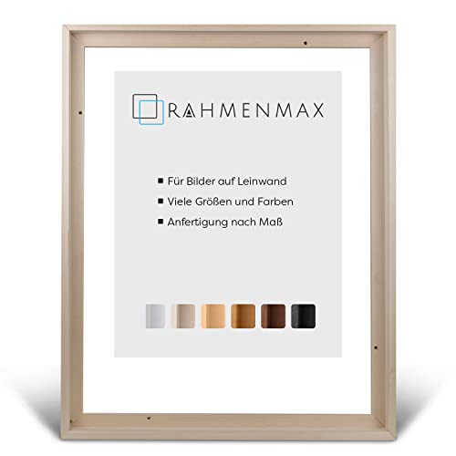 RahmenMax® Luzern Schattenfugenrahmen 75x100 cm aus lackiertem Massiv Holz/Rahmen für Leinwand/Bilderrahmen für Keilrahmen/Leinwandrahmen in Natur unbehandelt - Maßanfertigung möglich von RahmenMax