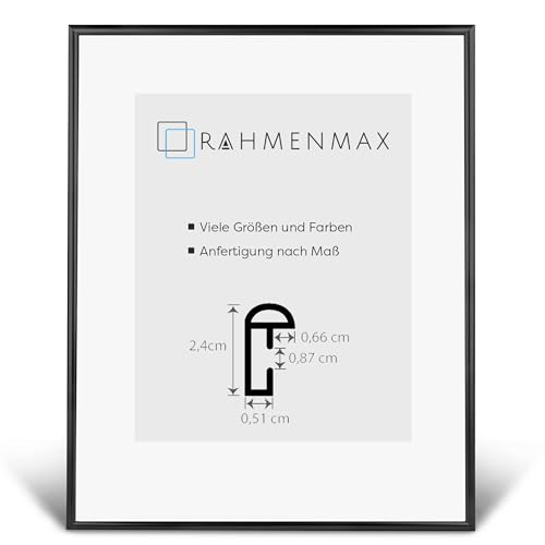 RahmenMax® Ohio Bilderrahmen 51x88 cm zum Aufhängen/Maßanfertigung möglich/Posterrahmen aus Kunststoff/Bilder Rahmen in Schwarz matt mit Acrylglas und MDF Rückwand/Puzzle Rahmen von RahmenMax