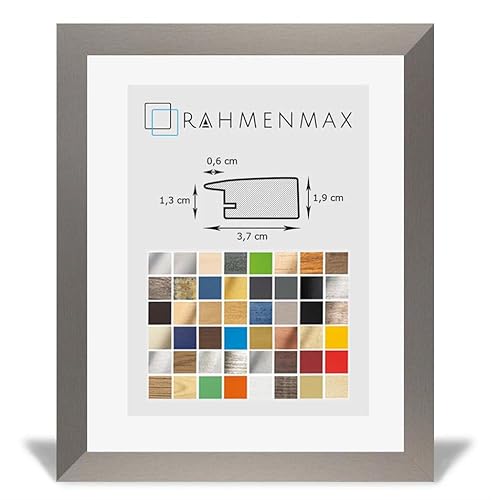 RahmenMax® Toskana Bilderrahmen Holz 42x60 cm zum Aufhängen/Bilderrahmen Maßanfertigung möglich/MDF Posterrahmen/Bilder Rahmen in Graphit mit Acrylglas/Puzzle Rahmen von RahmenMax