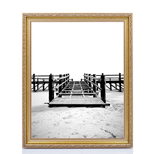 Bilderrahmen Fotorahmen 40x60 cm Gold bilderrahmen zum aufhängen Holz Picture Frames Farbe und 40 verschiedene Größen wählbar ohne Passepartout Rahmen Athen von Rahmengalerie24