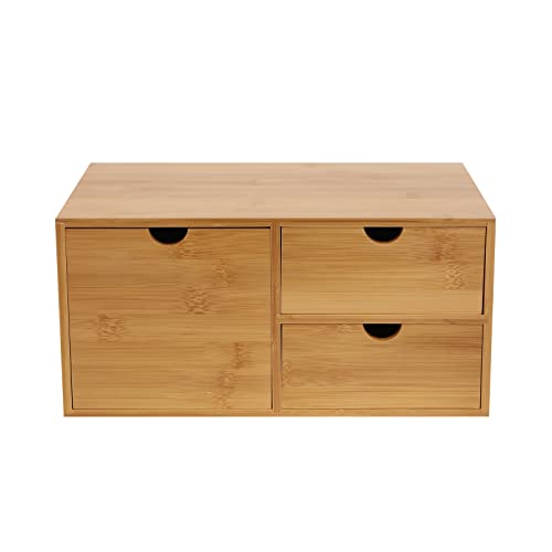 Schreibtisch Organizer Desk Organizer - Mini Bamboo Desk Drawer Tabletop Storage Organization Box für Büro Haus Toilettenartikel liefert, (3 Schubladen) von RainWeel