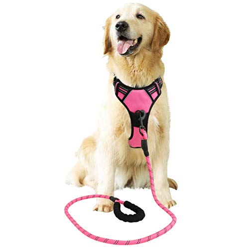 Raining Pet Hundegeschirr Hunde Geschirr für Große Hunde Anti Zug Geschirr No Pull Sicherheitsgeschirr Kleine Mittlere Hunde Brustgeschirr Rosa XL von Raining Pet