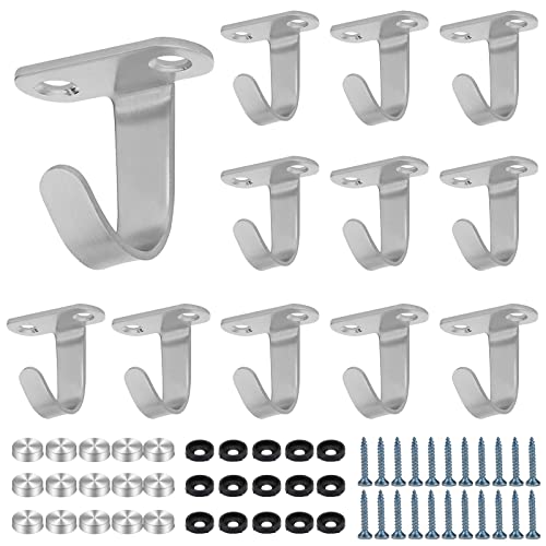 12 Stück Deckenhaken Haken Edelstahl, Haken zum Schrauben Handtuchhaken mit 24 Schrauben Augenplatte, Edelstahl Schlüsselhaken Handtuchhaken Wandhaken für Badezimmer Küche Schal Handtuch Schlüssel von Rairsky