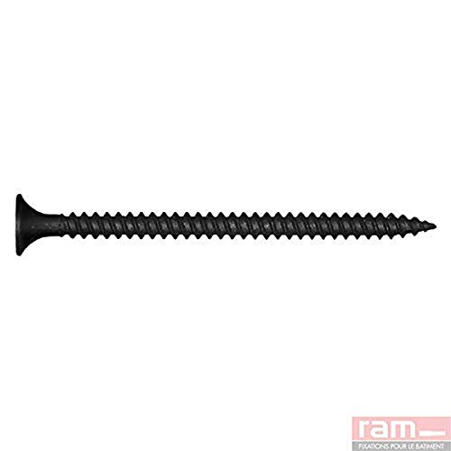 Schrauben für Gipskarton, 4,8 mm x 90 mm, Schwarz, 50 Stück von RAM CHEVILLES ET FIXATIONS