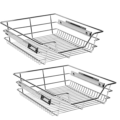 Randaco Küchenschublade 2 Stück, Teleskopschublade Für Schrankbreite 50cm, Schrankauszug Vollauszug Küchen Regal Korb aus Metall von Randaco