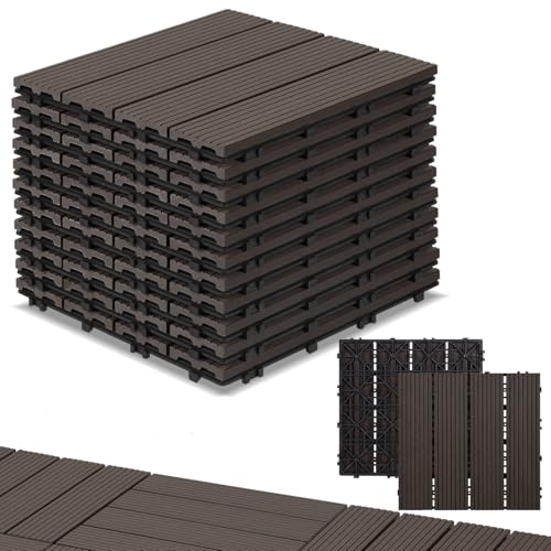 Randaco WPC Terrassenfliesen, 33er Set für 3m² 30x30cm WPC Fliesen Balkonfliesen Terrasse mit Drainage und Klicksystem, Leicht zu verlegen, Wasserfest und Rutschfest, Coffee Randaco WPC Terrassenfliesen, 33er Set für 3m² 30x30cm WPC Fliesen Balkonfliesen Terrasse mit Drainage und Klicksystem, Leicht zu verlegen, Wasserfest und Rutschfest, Coffee von Randaco