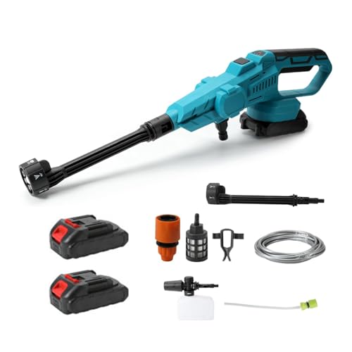 Akku Hochdruckreiniger, 80 BAR für Makita 18V Akku Tragbarer Hochdruckreiniger mit 6-IN-1 Düse, Bürstenloser Motor,380L/H(6.3L/min),für Auto, Terrasse, Rasen (Mit 2 Batterie) von Ranipobo