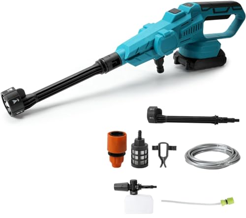 Akku Hochdruckreiniger, 80 BAR für Makita 18V Akku Tragbarer Hochdruckreiniger mit 6-IN-1 Düse, Bürstenloser Motor,380L/H(6.3L/min),für Auto, Terrasse, Rasen (Mit 1 Batterie) von Ranipobo