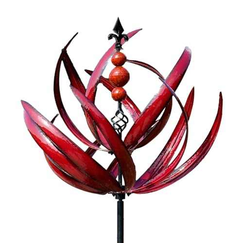 Metall Windrad 3D Lotus Windspiel Windmühle Für Garten, 360 Grad Drehbare Lotus-Windspiele, Gartendeko Für Draußen Wetterfest, Wetterfest Und Standfest Windspinner Aus Metall von Ranley