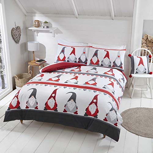 Rapport Home Rapport Single Festive Gonks Bettbezug-Set, Polyester-Baumwolle, Multi, King Size von Rapport Home