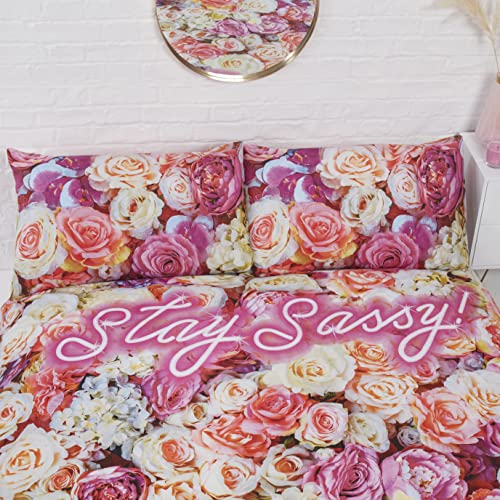 Rapport Home Stay Sassy Bettbezug-Set mit passenden Kissenbezügen für Einzelbett, Blumenmuster, Rosa von Rapport Home