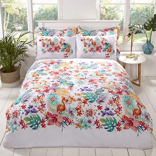 Rapport Home Rapport Tropicana Wende-Bettwäsche-Set mit tropischem Blumenmuster, für Kingsize-Betten, Polybaumwolle, Mehrfarbig, King (U.K. Standard) von Rapport Home