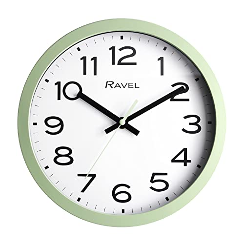 Ravel - Moderne 25cm Wanduhr für Büro und Küche - Analog Quarz - RWC.25.11 - Salbei von Ravel