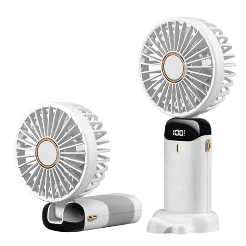 Rawrr 3000mA Mini Portable Fan Faltbarer Einstellbarer Winkelventilator 5-Gang Einstellbarer USB Wiederaufladbarer Handventilator Geeignet für Innen- und Außenbereich (Weiß) von Rawrr