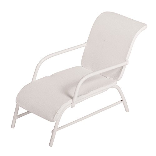 Rayher Mini-Liegestuhl, 6 x 3,3 cm, Höhe 4,5 cm, Eisendraht, weiß lackiert, Liegestuhl Miniatur, Liegestuhl Deko, 46239102 von Rayher