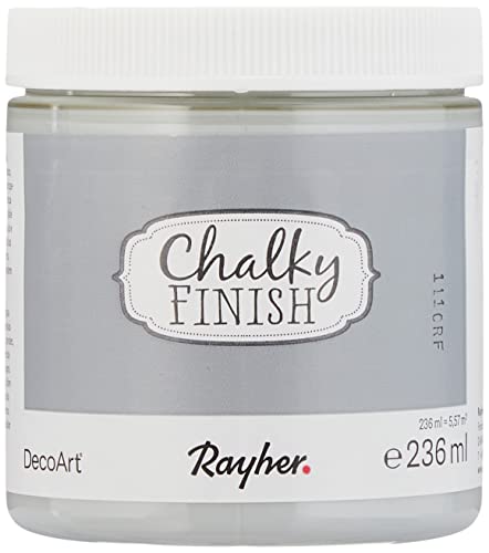 RAYHER HOBBY 38868558 Chalky Finish auf Wasser-Basis, Kreide-Farbe für Shabby-Chic-, Vintage- und Landhaus-Stil-Looks, 236 ml (1er Pack), steingrau von Rayher