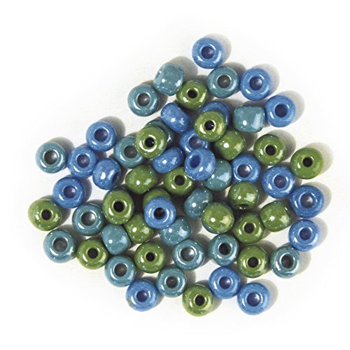 Rayher 1439100 Glas-GroÃŸlochradl, opak, grün-blau Töne, ø 6 mm, Dose 5 von Rayher