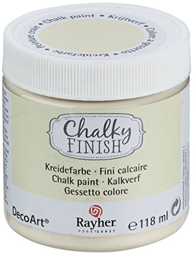 Rayher 38867105 Chalky Finish auf Wasser-Basis, Kreide-Farbe für Shabby-Chic-, Vintage- und Landhaus-Stil-Looks, 118 ml (1er Pack), alabaster-weiß, Alabasterweiß von Rayher