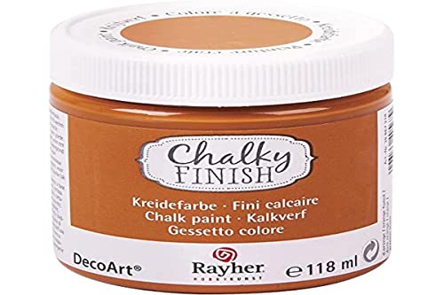Rayher 38867218 Chalky Finish auf Wasser-Basis, Kreide-Farbe für Shabby-Chic-, Vintage- und Landhaus-Stil-Looks, 118 ml (1er Pack), dunkel orange, D.orange von Rayher