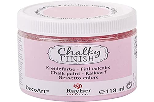 Rayher 38867258 Chalky Finish auf Wasser-Basis, Kreide-Farbe für Shabby-Chic-, Vintage- und Landhaus-Stil-Looks, 118 ml (1er Pack), Rose, Rosé von Rayher