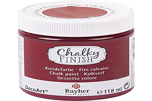 Rayher 38867297 Chalky Finish auf Wasser-Basis, Kreide-Farbe für Shabby-Chic-, Vintage- und Landhaus-Stil-Looks, 118ml, burgunder von Rayher