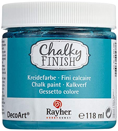 Rayher Hobby Rayher 38867390 Chalky Finish auf Wasser-Basis, Kreide-Farbe für Shabby-Chic-, Vintage- und Landhaus-Stil-Looks, 118 ml, lagune von Rayher