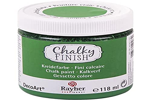 Rayher 38867426 Chalky Finish auf Wasser-Basis, Kreide-Farbe für Shabby-Chic-, Vintage- und Landhaus-Stil-Looks, 118 ml, immergrün von Rayher