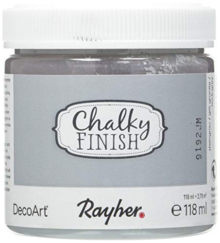 Rayher 38867558 Chalky Finish auf Wasser-Basis, Kreide-Farbe für Shabby-Chic-, Vintage- und Landhaus-Stil-Looks,118 ml (1er Pack) steingrau von Rayher