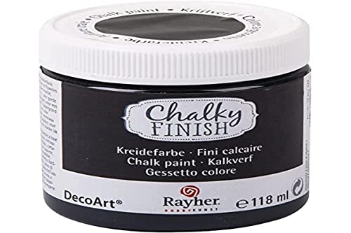 Rayher 38867574 Chalky Finish auf Wasser-Basis, Kreide-Farbe für Shabby-Chic-, Vintage- und Landhaus-Stil-Looks, 118 ml (1er Pack), Ebenholz von Rayher