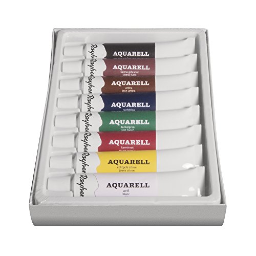 Rayher 38914000 Künstler-Aquarellfarben-Set, 8 Farben, je Tube 12 ml (Set 96ml), ideal für Papier, Pappe, Leinwand, Malkarton, für Einsteiger und Profikünstler von Rayher