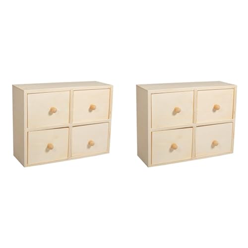 Rayher Holz Kommode 20 x 7 x 15 cm, FSC Zertifiziert, Holzkästchen mit 4 Schubladen, Aufbewahrungsbox, 62380000 (Packung mit 2) von Rayher