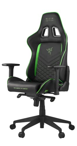 Razer-Store TAROK PRO-Razer Edition Chair by Zen, Gamer Memoryfoam Lendenkissen, Nackenkissen, 3D-Armlehnen, Schwarz/Grün Gaming Stuhl, PU Leder, 70 x 54 x 136 cm (B x T x H) von Razer