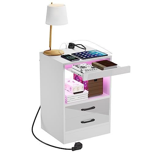 Rcynview Nachttisch Weiß mit Ladefunktion, LED Nachttische mit 2 Schubladen und Hochglanz Kommode, Nachtschrank Nachttisch mit LED 16 Farben Beleuchtung Beistelltisch für Wohnzimmer, 40x35x60cm Rcynview Nachttisch Weiß mit Ladefunktion, LED Nachttische mit 2 Schubladen und Hochglanz Kommode, Nachtschrank Nachttisch mit LED 16 Farben Beleuchtung Beistelltisch für Wohnzimmer, 40x35x60cm von Rcynview