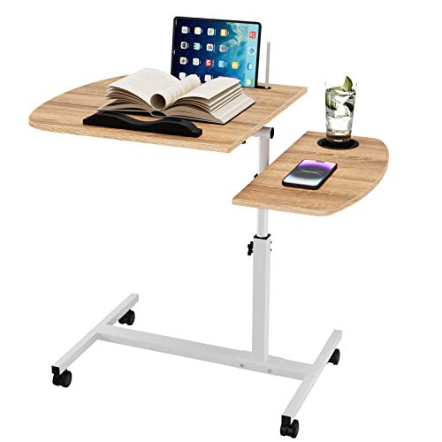 Schreibtisch Höhenverstellbar Winkeleinstellbarer, Beistelltisch mit Rollen, pc Tisch mit Anti-Rutsch-Stopper, Aussparung, Computertisch, Laptoptisch Stehpult für Büro Hause, Braun Schreibtisch Höhenverstellbar Winkeleinstellbarer, Beistelltisch mit Rollen, pc Tisch mit Anti-Rutsch-Stopper, Aussparung, Computertisch, Laptoptisch Stehpult für Büro Hause, Braun von Rcynview
