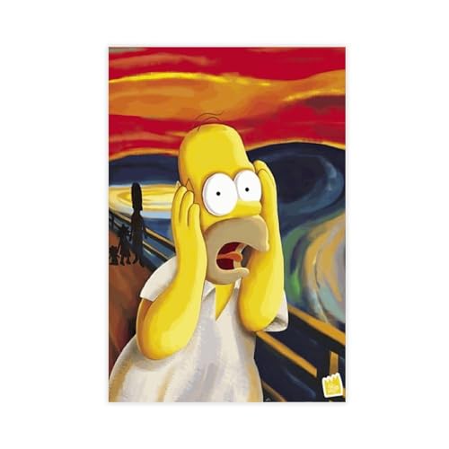 RePaLy Homer The Scream Simpsons Poster auf Leinwand, Schlafzimmer-Dekor, Sportlandschaft, Büro, Raumdekoration, Geschenk, ungerahmt, 30 x 45 cm von RePaLy