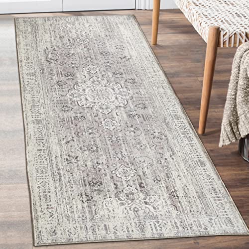 ReaLife Maschinenwaschbar Teppich Läufer - Wohnzimmer Schlafzimmer Badezimmer Küche Flur Büro - rutschfest Kurzflor Premium-Fleckenbeständig - Boho Landhaus Vintage - Ola - Beige - 75 x 180 von ReaLife Rugs