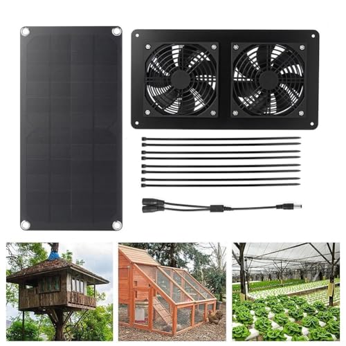 30 W 12 V Solarpanel, tragbarer solarbetriebener Ventilator-Kit, wasserdicht, multifunktional, Solar-Abluftventilator für Küchen, Gewächshäuser, Haustierhäuser, Hühnerställe von ReachMall