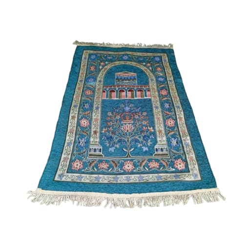 Rebellious Muslimische Teppichdecke, Gebetsteppich mit Quasten, islamische Matte, 70 x 110 cm, tragbarer Knieteppich, Blumenmuster, Gebetsteppich, islamisch von Rebellious