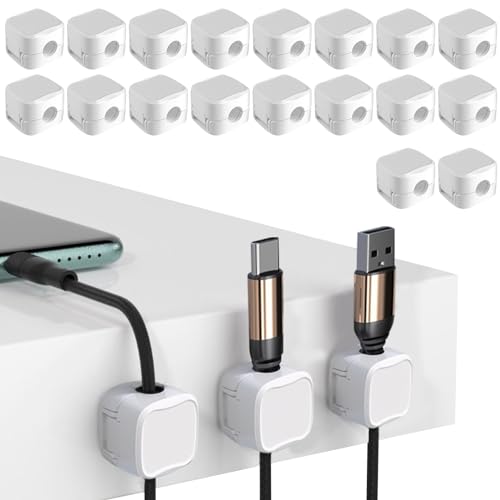 24 Stück Kabelhalter Kabelclips Kabel Management, Kabel Organizer Kabelmanagement, Klebehaken für Schreibtisch, Netzkabel, USB Ladekabel, Ladegeräte, Audiokabel, Büro, Ladekabeln (18 Weiß) von Recitem