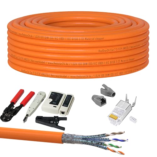 15m CAT 7 Kabel Verlegekabel Netzwerkkabel Crimpzange RJ45 Zange/Kabeltester/Kabelmesser / 20x Netzwerkstecker RJ45 Stecker LAN Halogenfrei Installationskabel CAT7 Kupfer Netzwerk Werkzeug SET 15m CAT 7 Kabel Verlegekabel Netzwerkkabel Crimpzange RJ45 Zange/Kabeltester/Kabelmesser / 20x Netzwerkstecker RJ45 Stecker LAN Halogenfrei Installationskabel CAT7 Kupfer Netzwerk Werkzeug SET von RedStar24