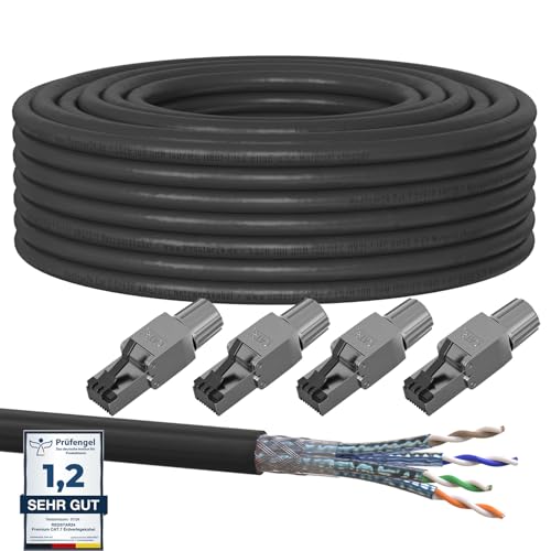 20m Cat7 Erdkabel Verlegekabel + 4x RJ45 Stecker Werkzeuglos CAT 8 Outdoor Lan Kabel Installationskabel CAT 7 Ethernet Netzwerk 1000MHz Datenkabel AWG23/1 Netzwerkkabel für Außenbereich UV-beständig 20m Cat7 Erdkabel Verlegekabel + 4x RJ45 Stecker Werkzeuglos CAT 8 Outdoor Lan Kabel Installationskabel CAT 7 Ethernet Netzwerk 1000MHz Datenkabel AWG23/1 Netzwerkkabel für Außenbereich UV-beständig von RedStar24