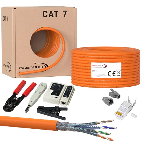 50m CAT 7 Kabel Verlegekabel Netzwerkkabel Crimpzange RJ45 Zange/Kabeltester/Kabelmesser / 10x Netzwerkstecker RJ45 Stecker LAN Halogenfrei Installationskabel CAT7 Kupfer Netzwerk Werkzeug SET 50m CAT 7 Kabel Verlegekabel Netzwerkkabel Crimpzange RJ45 Zange/Kabeltester/Kabelmesser / 10x Netzwerkstecker RJ45 Stecker LAN Halogenfrei Installationskabel CAT7 Kupfer Netzwerk Werkzeug SET von RedStar24