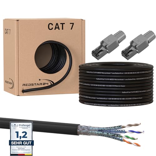 50m Cat7 Erdkabel Verlegekabel + 2x RJ45 Stecker Werkzeuglos CAT 8 Outdoor Lan Kabel Installationskabel CAT 7 Ethernet Netzwerk 1000MHz Datenkabel AWG23/1 Netzwerkkabel für Außenbereich UV-beständig 50m Cat7 Erdkabel Verlegekabel + 2x RJ45 Stecker Werkzeuglos CAT 8 Outdoor Lan Kabel Installationskabel CAT 7 Ethernet Netzwerk 1000MHz Datenkabel AWG23/1 Netzwerkkabel für Außenbereich UV-beständig von RedStar24