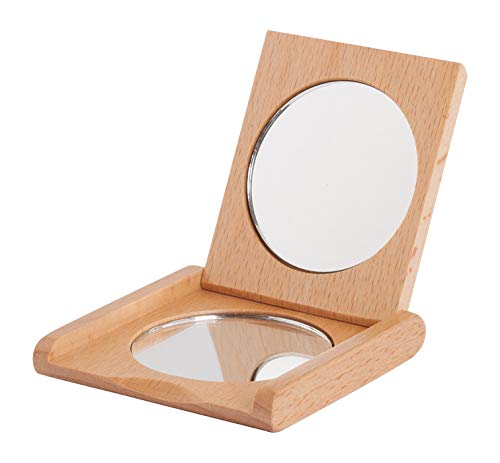Taschenklappspiegel aus Holz mit Vergrösserungsspiegel, 2 Seiten von Redecker